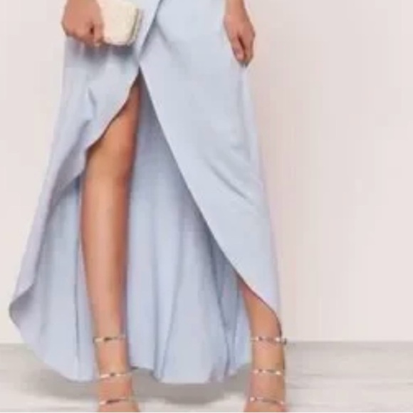 Mickey & Jenny High Low Blue Wrap Maxi Dress Sz-Small - Picture 3 of 6